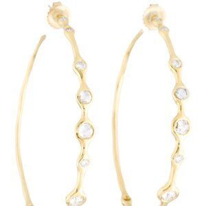 IPPOLITA 18K 750 YELLOW GOLD DIAMOND LARGE SUPERSTAR HOOP EARRINGS